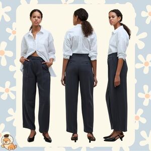 Madewell The Rosedale High-Rise Straight Pant in Crepe, Dark Pavement, Sz 4